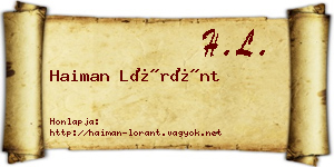 Haiman Lóránt névjegykártya